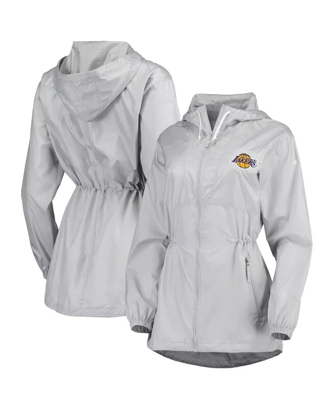 Women's Gray Los Angeles Lakers Flashback Full-Zip Jacket-Gray - COLUMBIA