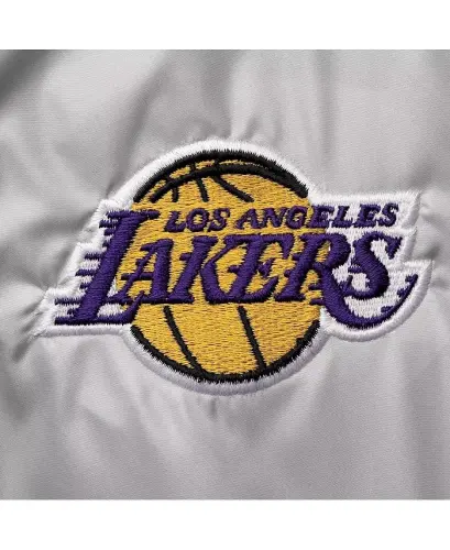 Women's Gray Los Angeles Lakers Flashback Full-Zip Jacket - Gray - 5
