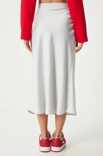 Kadın Gri Saten Yüzeyli Etek FN03361-Gri - 3