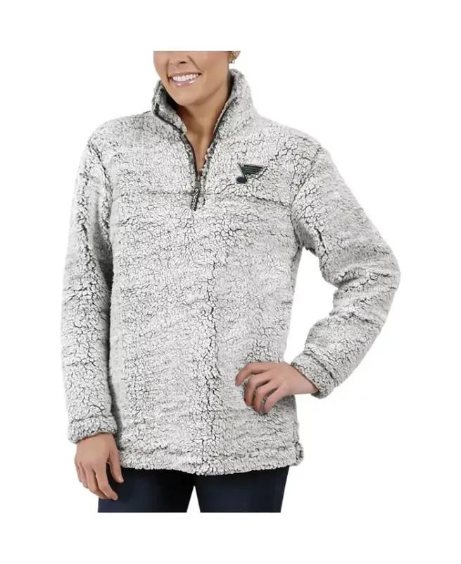 Women's Gray St. Louis Blues Sherpa Quarter-Zip Pullover Jacket - Gray - 5