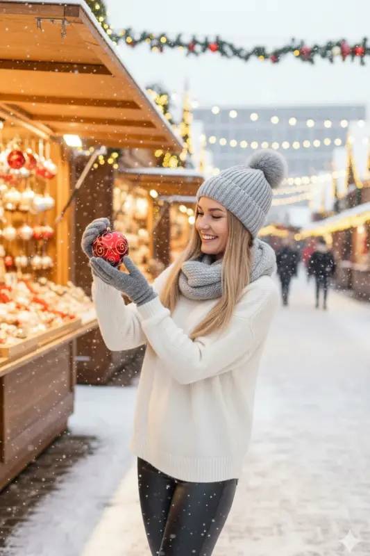 Kadın Gri Triko Ponponlu Bere Ve Örgü Boyunluk Set-Gri - 1