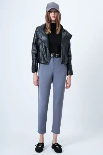 Kadın Gri Yüksek Bel Havuç Pantolon Alc-X11148-GRİ - 1