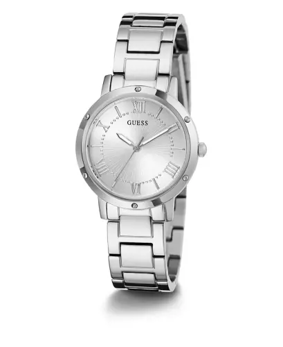 Women's Silver-Tone Stainless Steel Bracelet Watch, 34mm-Silver-tone - GUESS (1)