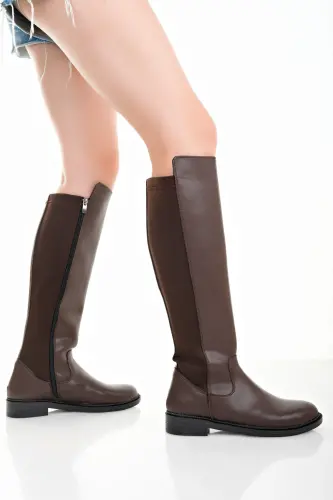 Kadın Günlük Çizme Lastikli Strec Enpar kahve Cilt 41-42- Mevcuttur-Kahverengi - 5