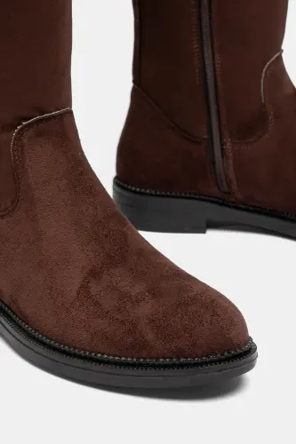 Kadın Günlük Çizme Lastikli Strec Enpar kahve Süet 41-42- Mevcuttur - Kahverengisüet - Lölük Moda (1)