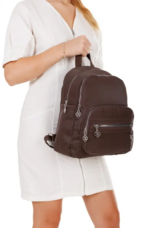 Kadın Günlük Kahverengi Sırt Çantası-Kahverengi - 8