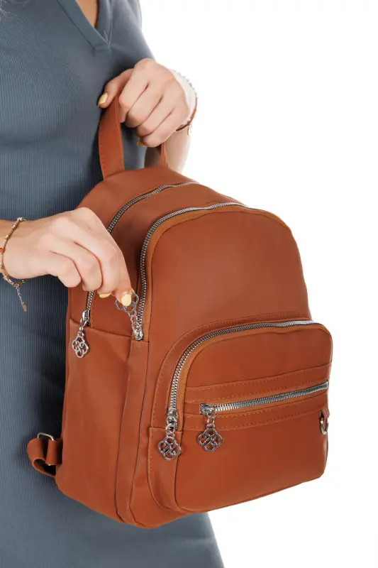 Kadın Günlük Kahverengi Sırt Çantası-Taba - 3