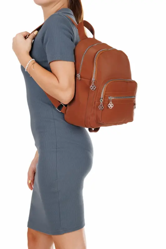 Kadın Günlük Kahverengi Sırt Çantası-Taba - 7