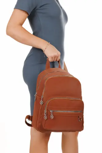 Kadın Günlük Kahverengi Sırt Çantası-Taba - 8