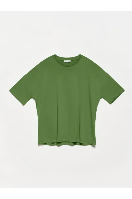 Kadın Haki Basic T-shirt 3683-Haki1 - 4