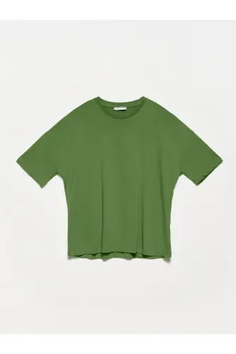 Kadın Haki Basic T-shirt 3683-Haki1 