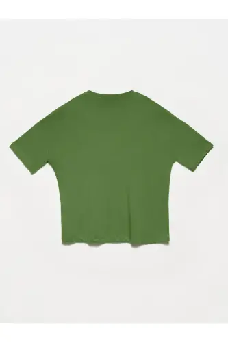 Kadın Haki Basic T-shirt 3683-Haki1 - DILVIN (1)