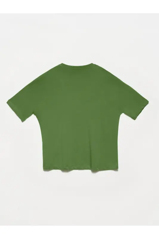 Kadın Haki Basic T-shirt 3683-Haki1 - 2