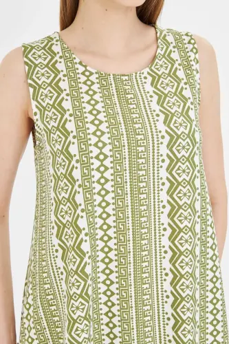 Kadın Haki Desenli Eteği Fırfırlı Kolsuz Elbise ARM-23Y001052-Haki - 4