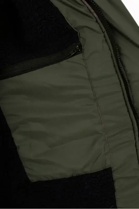 Kadın Haki Polarlı Kürklü Su Ve Rüzgar Geçirmez Kapüşonlu Kışlık Regülar Kalıp Mont & Kaban & Parka-Haki - 6