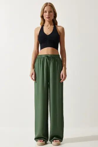 Kadın Haki Yazlık Viskon Palazzo Pantolon EN00610-Haki - HAPPINESS İSTANBUL (1)