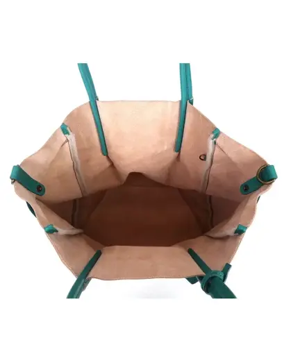 Women's Genuine Leather Sprout Land Tote Bag - Aqua Ombre - 2