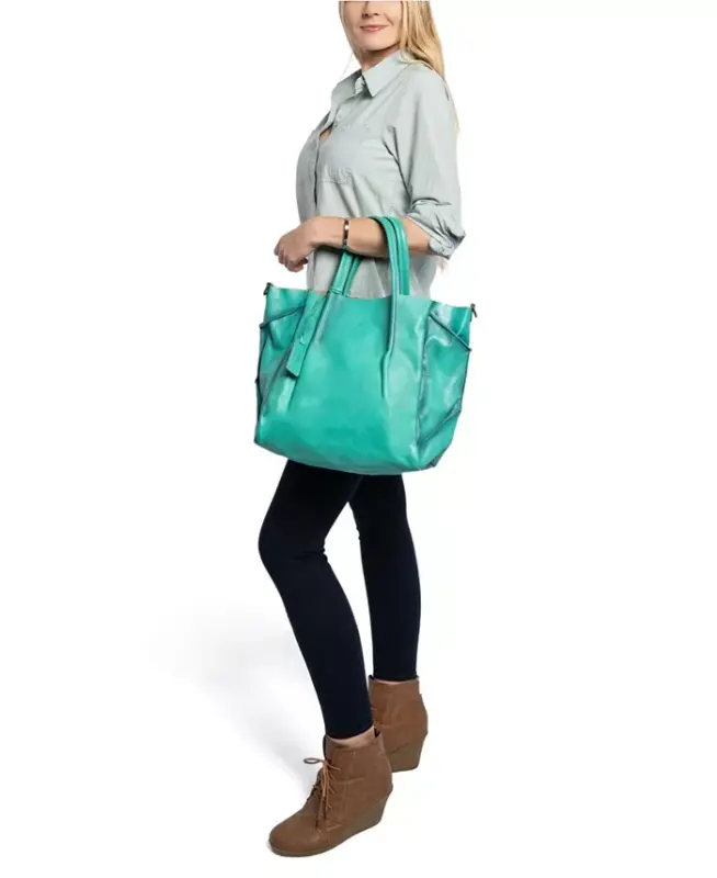 Kadın Hakiki Deri Filiz Toprak Tote Çanta-Aqua Ombre - 3