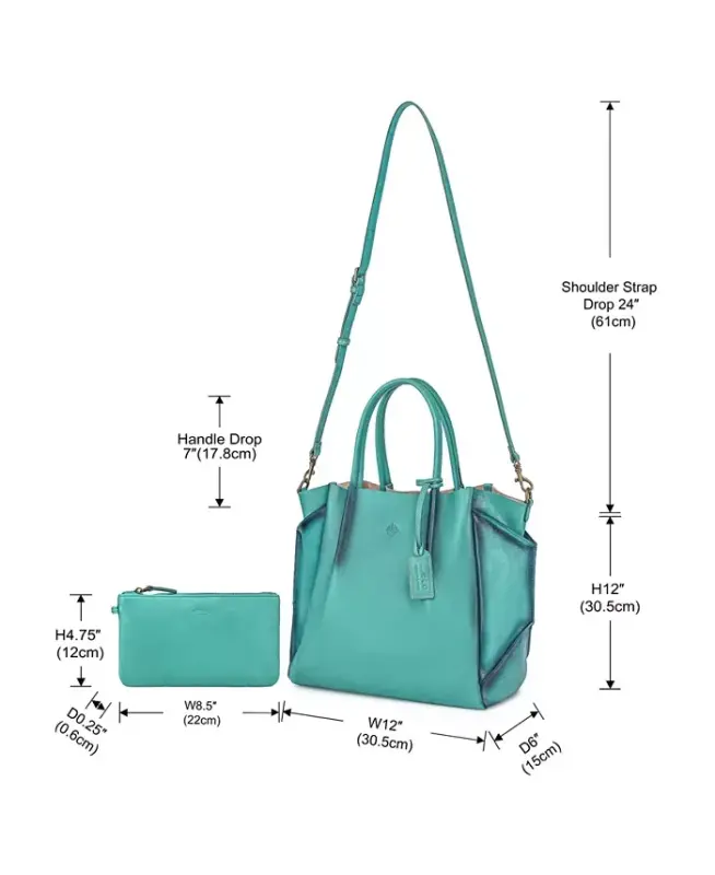 Kadın Hakiki Deri Filiz Toprak Tote Çanta-Aqua Ombre - 5