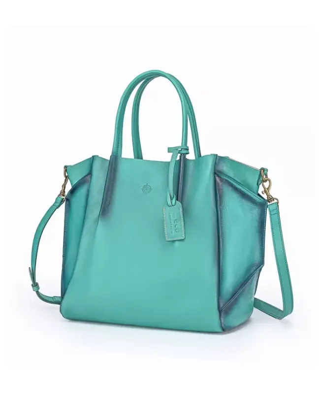 Kadın Hakiki Deri Filiz Toprak Tote Çanta-Aqua Ombre - 7