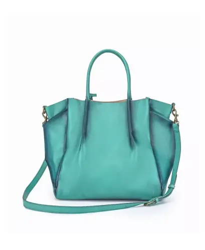 Kadın Hakiki Deri Filiz Toprak Tote Çanta-Aqua Ombre - 8