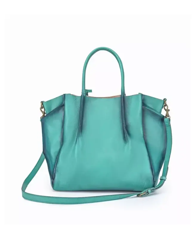 Kadın Hakiki Deri Filiz Toprak Tote Çanta-Aqua Ombre - 8
