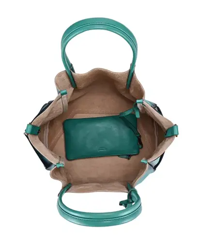 Women's Genuine Leather Sprout Land Tote Bag-Aqua Ombre - OLD TREND (1)
