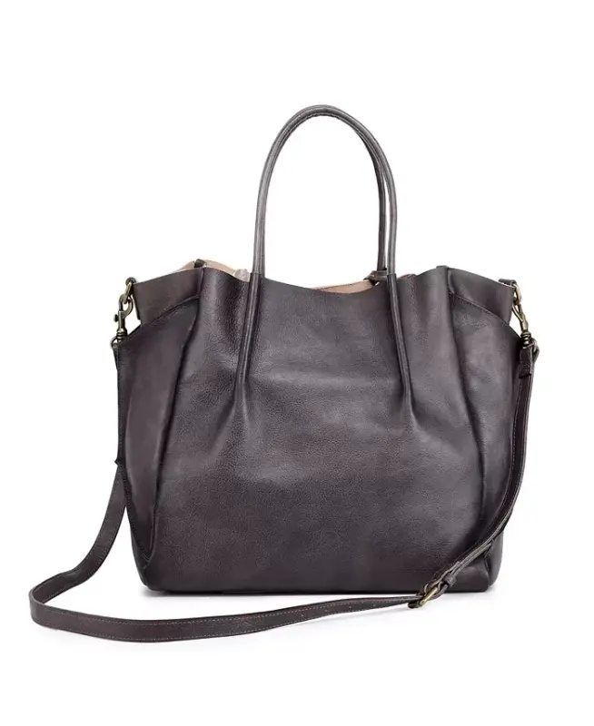 Women's Genuine Leather Sprout Land Tote Bag - Gray Ombre - 5