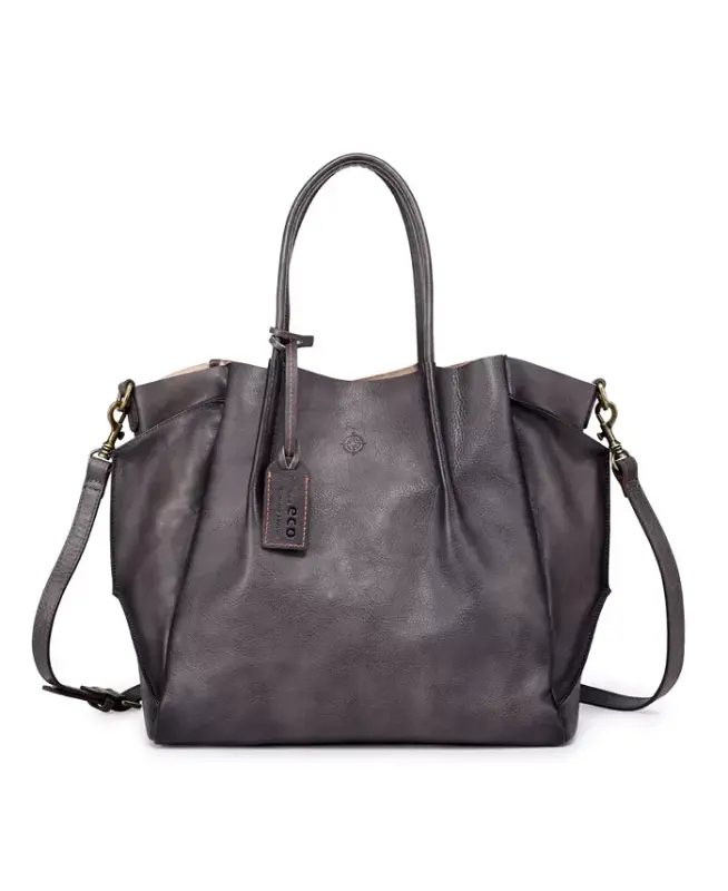 Women's Genuine Leather Sprout Land Tote Bag - Gray Ombre - 9