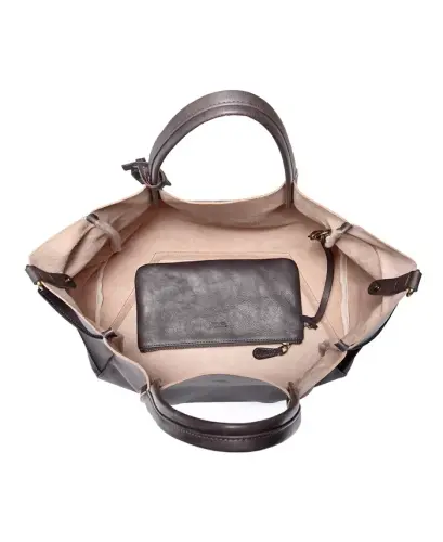 Women's Genuine Leather Sprout Land Tote Bag-Gray Ombre - 4