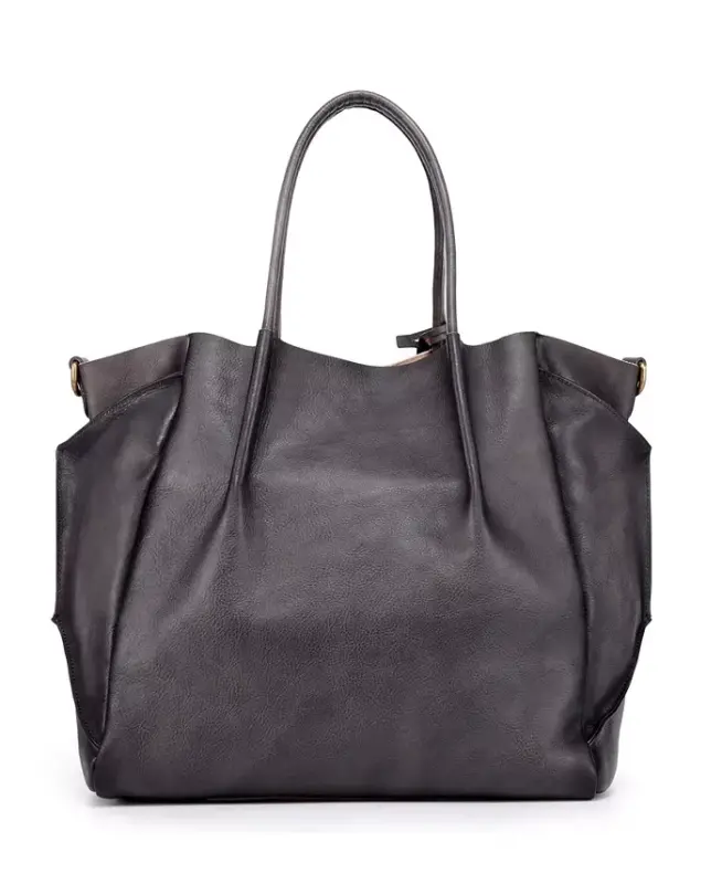 Women's Genuine Leather Sprout Land Tote Bag-Gray Ombre - 11
