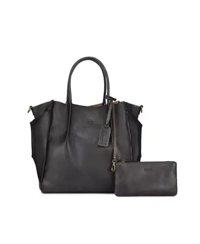 Women's Genuine Leather Sprout Land Tote Bag-Gray Ombre 