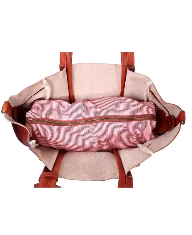 Women's Genuine Leather Sprout Land Tote Bag - Cognac - 5