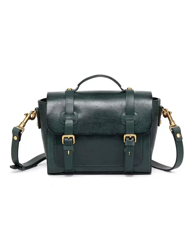 Ficus Mini Leather Satchel Bag - Teal - OLD TREND