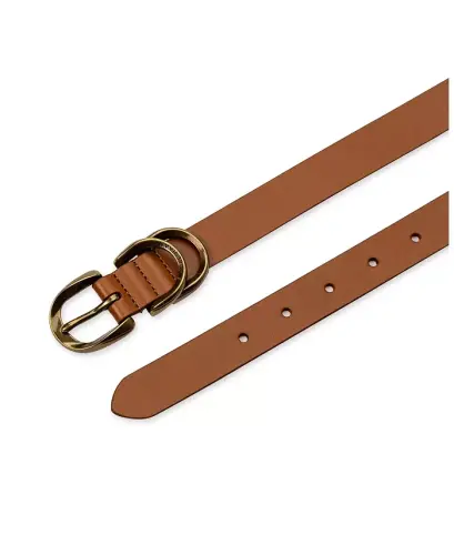 Women's Genuine Leather Sculptured Harness Buckle Belt - 4