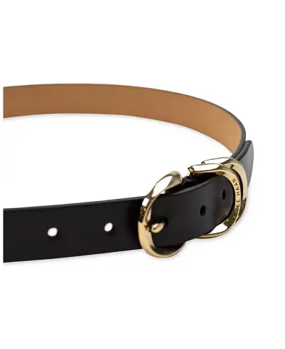 Women's Genuine Leather Sculptured Harness Buckle Belt - Black - 3