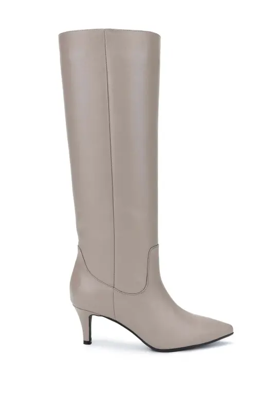 Kadın Hakiki Deri Vizon Topuklu Çizme-VIZON DR - 1