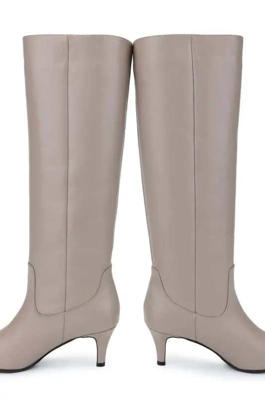 Kadın Hakiki Deri Vizon Topuklu Çizme-VIZON DR - 4