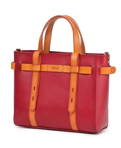 Women's Genuine Leather Westland Minit Tote Bag - Red - 12