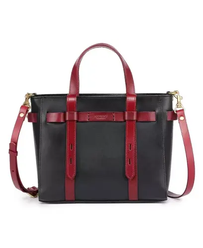 Women's Genuine Leather Westland Minit Tote Bag - Black 