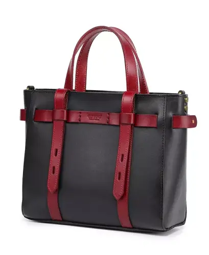 Women's Genuine Leather Westland Minit Tote Bag - Black - 4