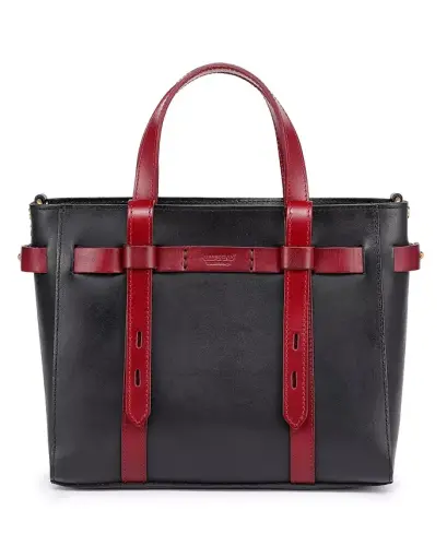 Women's Genuine Leather Westland Minit Tote Bag - Black - 5