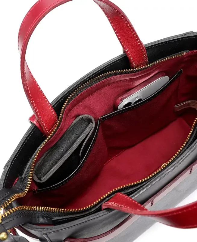 Women's Genuine Leather Westland Minit Tote Bag - Black - 12