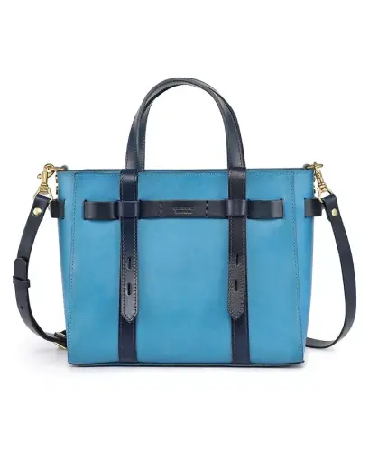 Women's Genuine Leather Westland Minit Tote Bag - Turquoise 