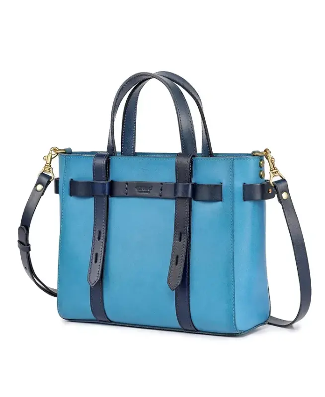 Women's Genuine Leather Westland Minit Tote Bag - Turquoise - 2