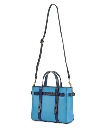 Women's Genuine Leather Westland Minit Tote Bag - Turquoise - 4
