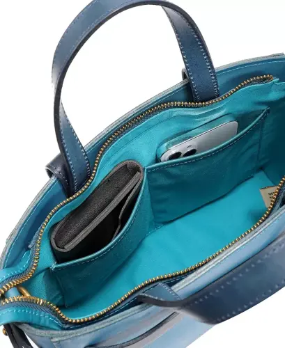 Women's Genuine Leather Westland Minit Tote Bag - Turquoise - 6