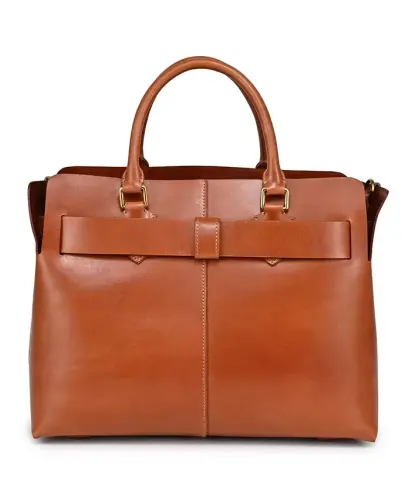 Women's Genuine Leather Westland Tote Bag - Caramel - 5