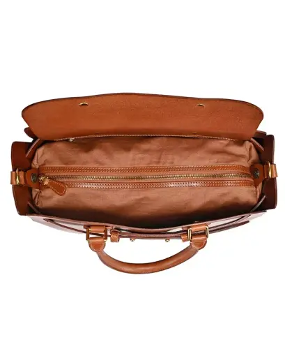 Women's Genuine Leather Westland Tote Bag - Caramel - 11