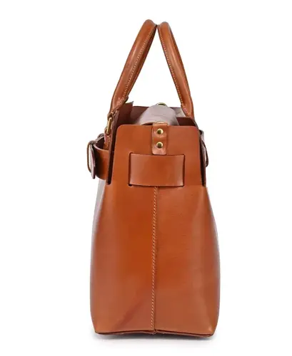 Women's Genuine Leather Westland Tote Bag - Caramel - 13